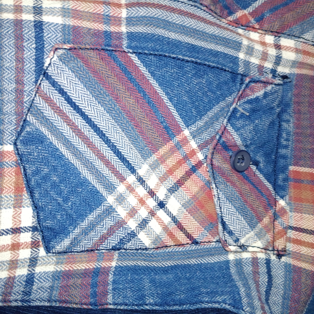 Ci Sono Blue & Red Plaid Button-Down Shirt w/ Navy Stetchy Slimming Panels L - Picture 5 of 10